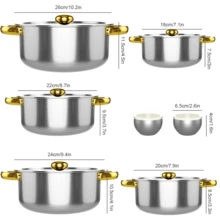 Lislark 7PCS Stainless Steel Cookware Set Multifunctional Soup Pot With Lid Large Capacity Scratch-Resistant And Stain-Resistant Suitable For All Stove Types, Dishwasher - Suitable For Cooking, Stovetop Cooking Set, Large Capacity Cooking, Induction - View 3