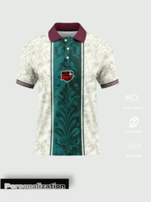 Customized 2026 Betis Football Match Floral Training Polo Shirt - Personalized Name And Number, Green And White Botanical Pattern Polo Shirt Sports - White - View 2