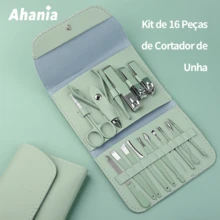 Ahania KIt de 16 Peças para Pedicure e Manicure Aço Inoxidável com Estojo Dobrável, Com Cortador de Unha Pedicure, Tesoura, Lixa - Multicolorido - Visão 1