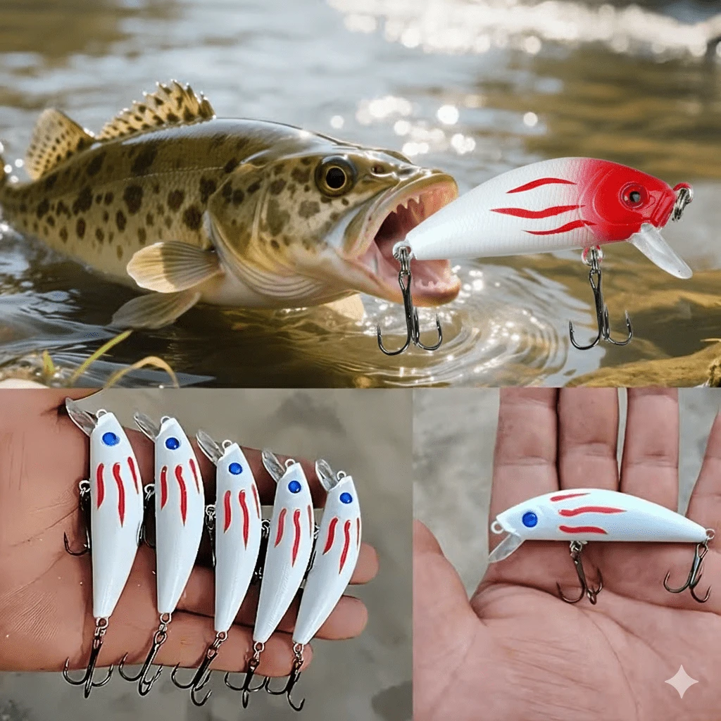 5pcs/1pc Professional Grade Solid White Sinking Minnow Lures, Lure Set, Designed Specifically For Bass And Trout, Suitable For Freshwater And Saltwater - Multicolor - View 1
