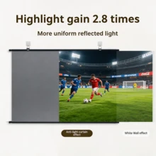 Anti-Light Thick HD Projector Screen 16:9 No-Hole Wall Home Projection Screen 60/72/84/92/100/110/120/133 Inch - 查看 2