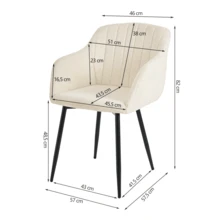 Goeurvant Contemporary Vertical-Stripe Upholstered Dining Chairs With Armrests & Metal Legs For Dining Room, Kitchen, Living Room - Set Of 2 / Set Of 4 / Set Of 6--Cream-Chenille - 奶油 - 查看 10
