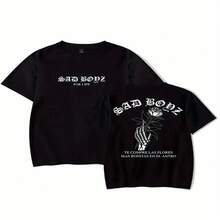 Almacenes locales,local almacén,navidad,regalos para hombre,playeras de hombre,camisas para hombre,ropa de hombre,Camiseta 189g negra y blanca,estampado Sad Boyz,impresión de alta calidad,cuello redondo,corte básico holgado,hombres y mujeres,transpirable,secado rápido,versátil,lavable a máquina,cómoda,talla S ~ 2XL,diaria,casual,deportes,imprescindible en verano - Multicolor - Ver 1