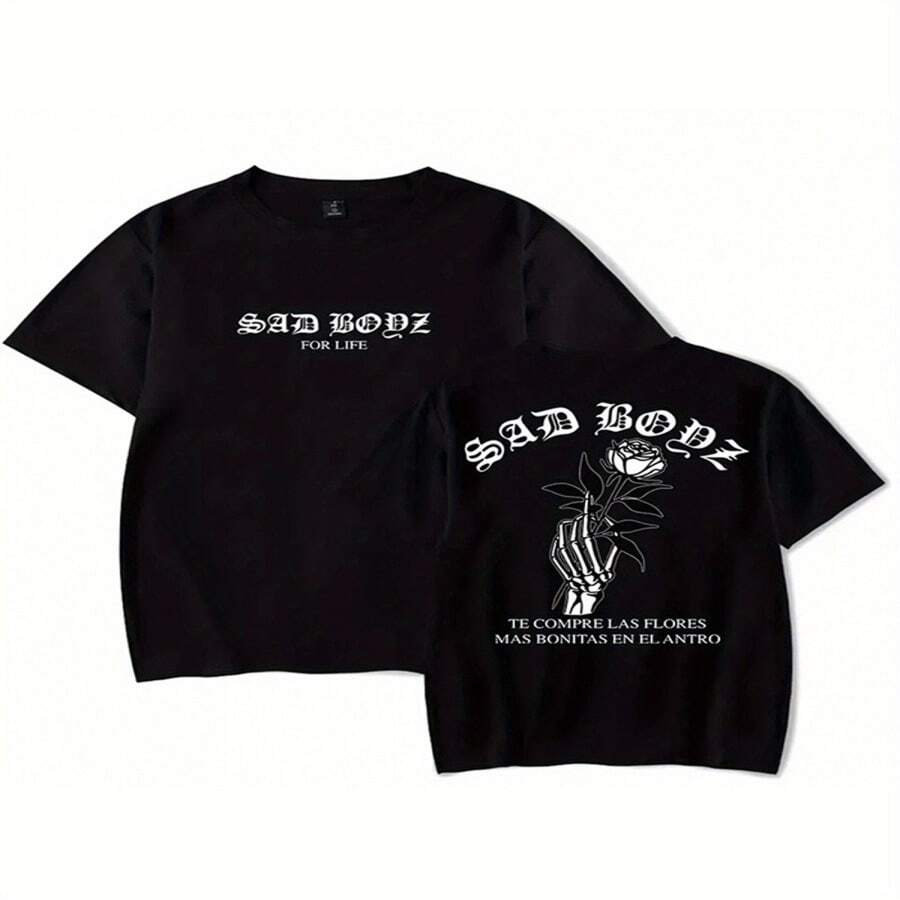 Almacenes locales,local almacén,navidad,regalos para hombre,playeras de hombre,camisas para hombre,ropa de hombre,Camiseta 189g negra y blanca,estampado Sad Boyz,impresión de alta calidad,cuello redondo,corte básico holgado,hombres y mujeres,transpirable,secado rápido,versátil,lavable a máquina,cómoda,talla S ~ 2XL,diaria,casual,deportes,imprescindible en verano - Multicolor - Ver 1