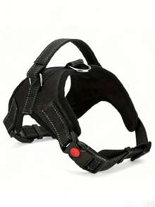 适用于小型、中型和大型犬的狗狗胸背带，反光防拉扯设计，透气材质，带提手 - 黑色 - 查看 14