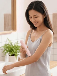 Máy tỉa lông điện - Máy tỉa lông vùng kín cho nam - Máy tỉa lông vùng bikini cho nữ - Máy cạo và tỉa lông khô/ướt, lưỡi dao gốm thay thế, đế sạc USB, chống nước - Hồng - Xem 7