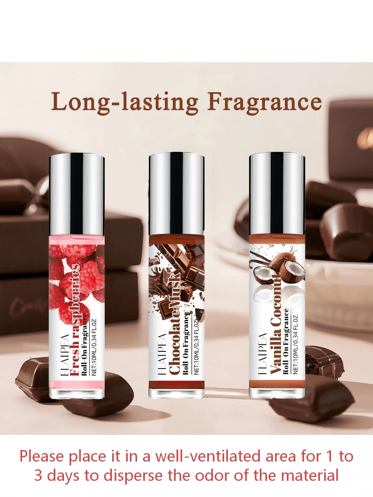 10ml 巧克力麝香、香草椰子、新鲜覆盆子精油滚珠香水、滚珠香水油、女士指甲护理礼品、按摩油、身体油、持久留香、香薰精油扩散器、护肤礼品 - 10ml - 查看 1