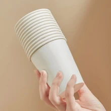 50/100 piezas Vasos de papel desechables de 250ml, aptos para bebidas calientes, suministros para fiestas - Blanco - Ver 6