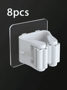 1/3/4/8 piezas Ganchos para trapeador sin taladro, Sujetadores adhesivos fuertes para trapeador, Colgadores de pared para trapeador, Ganchos ahorradores de espacio para baño, Estantes de almacenamiento fijos para escobas, Adecuados para baño, cocina y jardín - Gris - Ver 9