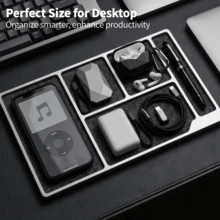One-Piece Anodized CNC Aluminum Alloy EDC Storage Tray, Extra Large Multi-Compartment Desktop Organizer Box With Felt Lining, Can Store Phone, Watch, Earbuds, Keys, Wallet, Car Key Fob, Pen And Other Daily Items, Suitable For Desk, Entryway Or Bedside Table - View 6