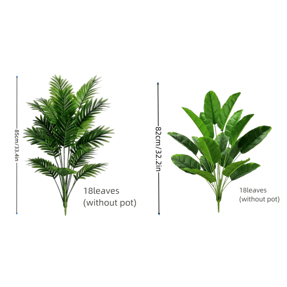3棵大型人造棕榈树，人造植物组合，35英寸大型人造香蕉树和扇形叶热带植物，共24片叶子，逼真的塑料阔叶植物装饰，常绿高大热带植物，适合作为人造盆栽树，用于家居、派对、办公室、花园、酒店室内外装饰，是节日送礼佳品。 - 軍綠色 - 查看 7