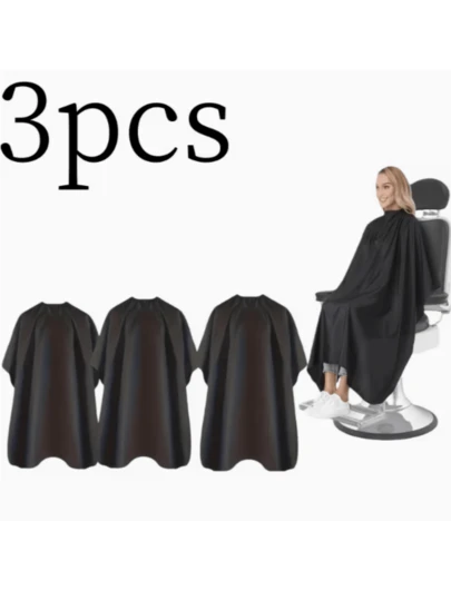 1/3pcs High-End Luxury Professional Hairdressing Apron, Adjustable Buckle Design, Durable & Easy-To-Clean Fabric, Large Size Beauty Salon Cape - Adult Length, Breathable Quick-Dry Haircutting Smock With Adjustable Shoulder Straps, Comfortable For Styling, Easy To Clean, Lightweight, Fashionable Black Design