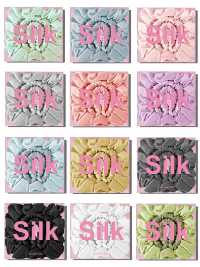 2 PIEZAS/Caja 100% Seda de Mora Pura Scrunchies para el cabello. Alta calidad, suave y no dañino para el cabello, amigable con la piel, empaquetado con cuidado perfecto para regalar (Ancho: 1cm/2cm). Sujetadores de cola de caballo, Bandas elásticas para el cabello, Gomas para el cabello, Cuerda elástica para el cabello