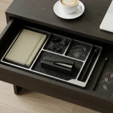 One-Piece Anodized CNC Aluminum Alloy EDC Storage Tray, Extra Large Multi-Compartment Desktop Organizer Box With Felt Lining, Can Store Phone, Watch, Earbuds, Keys, Wallet, Car Key Fob, Pen And Other Daily Items, Suitable For Desk, Entryway Or Bedside Table - View 4