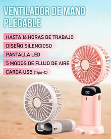 DOSYU Ventilador de Mano Recargable USB - Mini y Portátil, 5 Velocidades, 4200mAh, con Base -deal para Escritorio  Material ABS, USB, 5 Medidas 188x90x46,5 mm,  Peso 190 g Abanico - ROSA - Ver 9