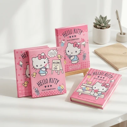  [SANRIO Serie Bestseller] SANRIO 1 Stück Zufallsauswahl/4 Stück A7 Taschenheft, Ins-Stil Schüler Mini tragbares Notizbuch, süße Schreibwaren, Geschenk zur Schulanfang, dickes Papier ohne Durchbluten, Taschengröße perfekt zum Mitnehmen