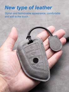 3 Series, 5 Series, X1, X3, X4, X5, X6, 118i, 525Li, 530 Key Holder - Genuine Leather Key Fob Cover, 3D Molded Full Wrap Design With Metal Ring And Strap, Won't Block Signal, Soft Suede Material, Premium Design - Key Shell - View 5