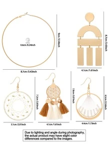 TopHanqi Bộ khuyên tai phong cách Bohemian đựng trong hộp kín, khuyên tai kim loại hình học đính đá, khuyên tai vòng lớn ngoại cỡ, phù hợp cho nữ giới đeo hàng ngày, đi làm, hẹn hò, dự tiệc, làm quà tặng. - Nhiều màu - Xem 10