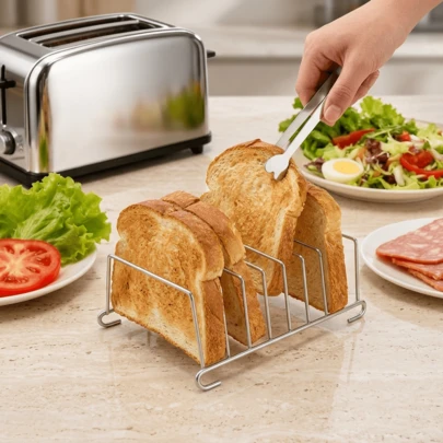 1/2 stuks roestvrijstalen toastrek met hartvormige suikertang, broodstandaard en voedselklem, keukengerei voor ontbijt, bakken en schoolspullen