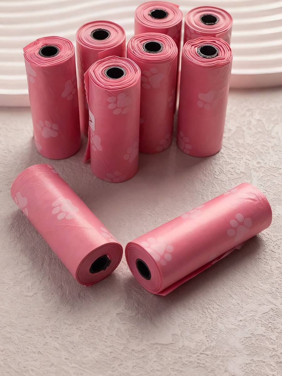 10/12 Túi đựng chất thải cho thú cưng màu hồng, túi in hình phân chó, túi vệ sinh khi dắt chó đi dạo ngoài trời.
