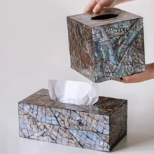 INS Style Light Luxury Natural Shell Decorative Tissue Box, Suitable For Living Room And Dining Room, Creative Desktop Storage - Multicolor - View 6