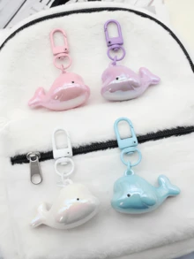 1pc Lightweight Cute Pastel Whale Keychain, Iridescent Marine Animal Bag Charm For Women, Perfect Travel Accessory For Bags And Cars, Ideal Birthday Holiday Gift For Friends And Family, Kawaii Bag Accessory With ID Card Lanyard & Car Parts Storage Bag Pendant - Blue Whale Keychain - View 4