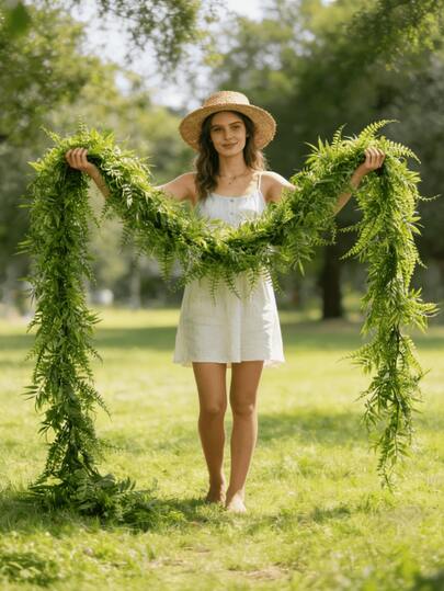 1pc Artificial Persian Ivy Vine, UV-Resistant Outdoor Plant, 180cm/70.86in, Suitable For Home, Office, Party, Garden, Wedding, Spring, Holiday, Bathroom, Living Room, Bedroom Decor, DIY Floral Bouquet, Summer Decor