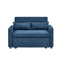 Minimalist, Elegant And Lightweight 3-In-1 Two-Seater Sofa Bed With A Sliding Convertible Function, USB Charging, Ideal For Naps, Beige - Navy Blue - View 10