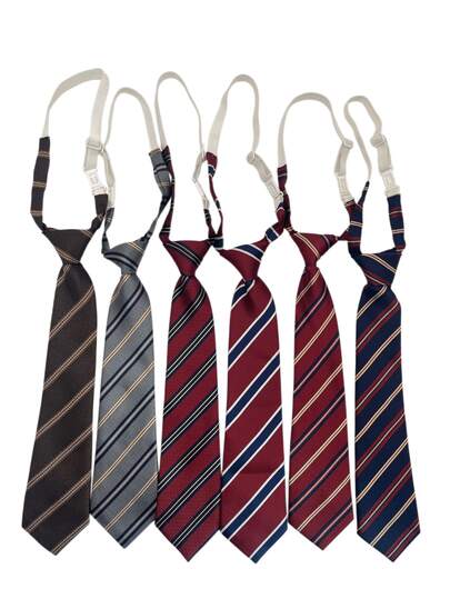 1件套西装衬衫领带，日式学院风宽松领带，酒红色条纹短领带，适用于毕业典礼制服、配饰、节日等场合