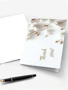 1pc Refreshing "Thank You!" Greeting Card/Natural Cotton Healing Gratitude Card, Suitable For Thanking Friends, Family, Holidays And Various Occasions, Practical And Decorative. (Includes 1 Card/1 Envelope, 4.3" X 6.3") - Style a - View 3