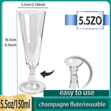 Bộ 12/25/50/100 chiếc ly sâm panh thanh lịch 150ml (5.5oz) thích hợp cho đám cưới, tiệc tùng và sử dụng hàng ngày. - Xem 6