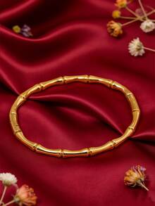 3/1pc - Light Luxury Stainless Steel Bamboo Bangle With Three-Dimensional Bamboo Texture Design, Symbolizing A Sense Of Advancement And Luxury. Stacked And Versatile For Commuting Without Fading, Giving Gifts To Elders And Girlfriends - Gold - View 11