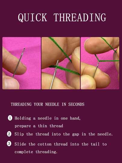 30pcs Quick Threader Needles Set, Stainless Steel No-Sew Needles, Suitable For Hand Sewing & Embroidery, Holiday Clothing Making, Clothing Repair, Hole Mending, Ideal For Household Daily Sewing, Especially Suitable For Middle-Aged And Elderly Users