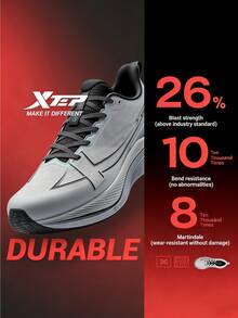Zapatillas de running ligeras y duraderas de 3ra generación XTEP 2000KM para hombres y mujeres, color gris claro - Gris claro de luna - Ver 2