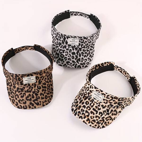 Mũ lưỡi trai không vành in họa tiết da báo, thêu chữ ngẫu nhiên, kiểu dáng thời trang, phù hợp cho cả nam và nữ, thích hợp cho hoạt động ngoài trời, đạp xe, thể thao hoặc phong cách thường ngày.