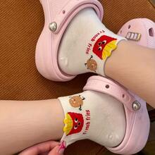 8双/4双装 女士可爱卡通汉堡、薯条、披萨图案趣味柔软透气吸湿休闲运动袜 - 彩色 - 查看 5