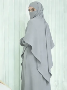 2pcs/Set Khimar Hijab + Abaya, Loose & Comfortable Muslim Clothing Set, Suitable For Women's Daily Wear And Prayer, All Season - Multicolor - View 25