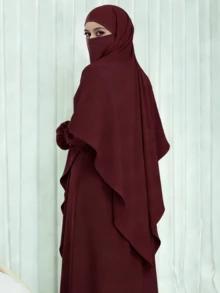 2pcs/Set Khimar Hijab + Abaya, Loose & Comfortable Muslim Clothing Set, Suitable For Women's Daily Wear And Prayer, All Season - Multicolor - View 17