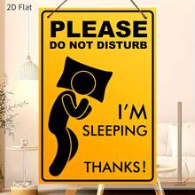 1pc Wooden Hanging Decor, Bedroom And Lounge Door Sign, "Please Do Not Disturb I Am Resting/Sleeping" Reminder, Comes With Hemp Rope - Do Not Disturb - View 1