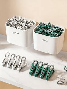 No Trace Anti-Slip Laundry Clips With Storage Basket, Strong Grip Peacock Shaped Plastic Clothes Pegs, Wind Resistant Multifunctional Organizer Clips For Home & Dorm, 12/24/36 PCS - Multicolor - View 1