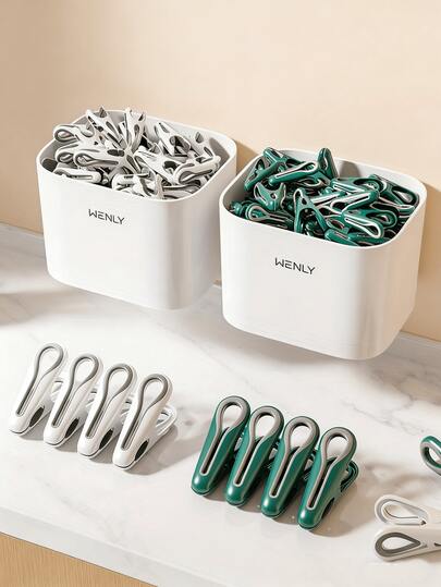 No Trace Anti-Slip Laundry Clips With Storage Basket, Strong Grip Peacock Shaped Plastic Clothes Pegs, Wind Resistant Multifunctional Organizer Clips For Home & Dorm, 12/24/36 PCS
