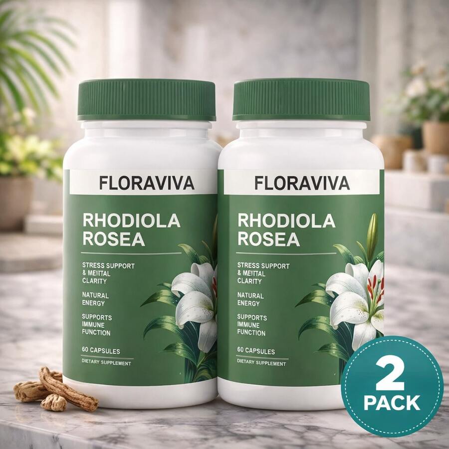 Rhodiola Rosea Capsules 2 Pack – Stress Support, Natural Energy & Focus Boost, Adaptogen Supplement For Mood & Mental Clarity (60 Capsules Each) - 120G - 查看 1