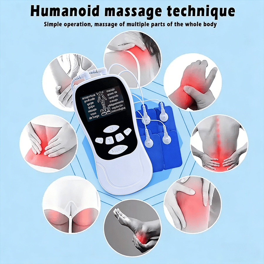 Masajeador digital multifuncional para todo el cuerpo, espalda, cintura y manos - Con alimentación USB, 8 modos y 15 intensidades, tecnología EMS, diseño portátil - Regalo ideal para vacaciones para amigos, masajeador de espalda, dispositivo elegante, interfaz amigable, construcción duradera, sin batería
