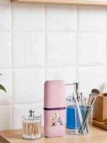 Floral Letter A-Z Portable Toothbrush Holder - Fashionable Travel Toothbrush Holder & Cup Sleeve, Durable Multi-Function Rinse Cup, Hygienic Protection, Suitable For Travel, Camping, Business Trip And School | Includes Toothbrush And Toiletry Storage Set, Minimalist Travel Wash Cup Set | Perfect Holiday Gift For Travelers, Students And Hygiene-Conscious Individuals - Multicolor - View 4