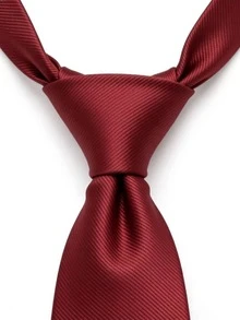 1条男士纯色酒红色条纹轻薄领带，适合商务、宴会和日常穿着 - 酒紅色 - 查看 3