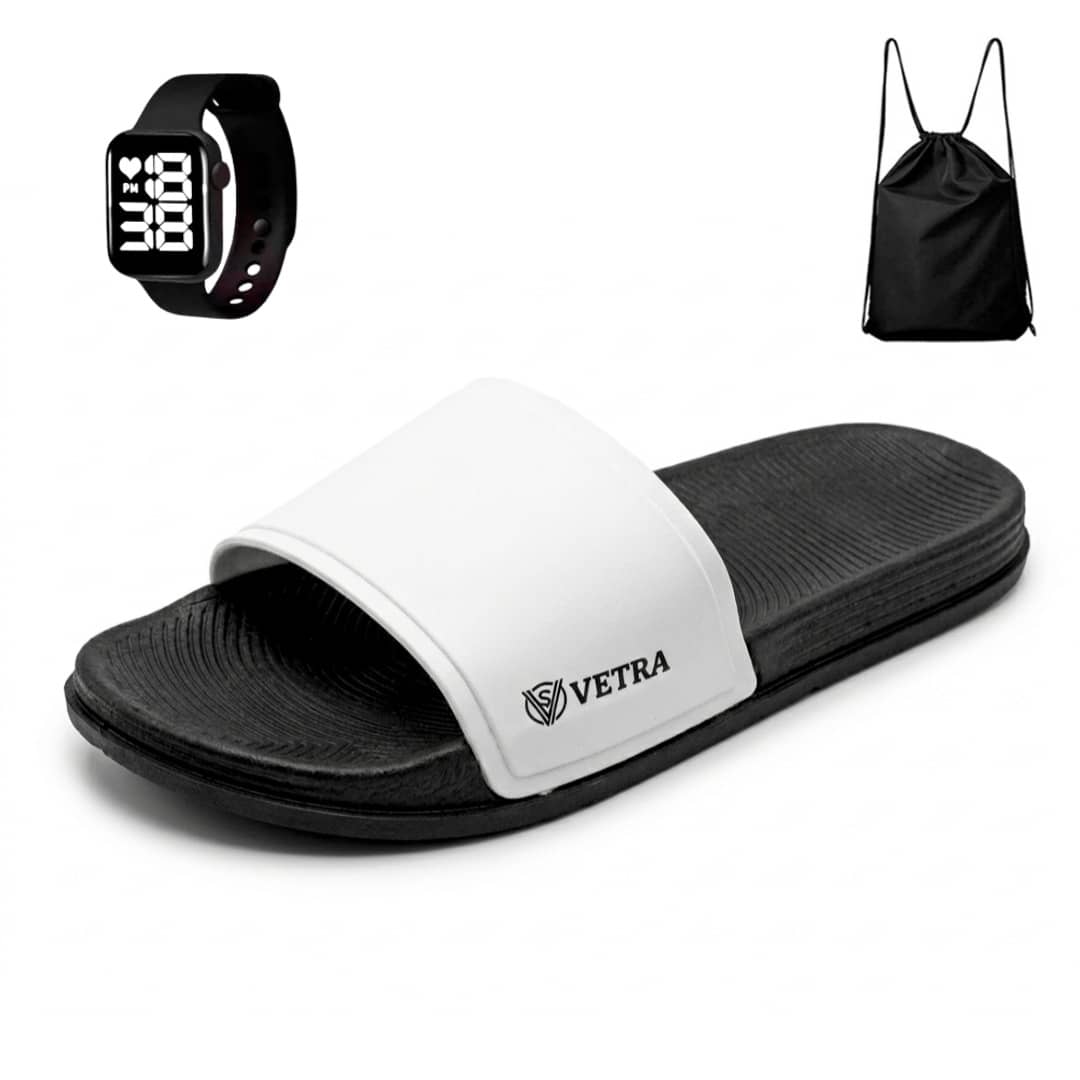 Conjunto com Slide Masculino Ultra Macio + Mochila e Relógio