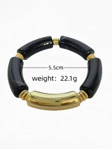 3pcs/Set 1pc Retro Minimalist Elegant Resin Acrylic Navy Blue Elastic Bangle Set, Suitable For Daily Wear, Parties, Valentine's Day, Dates, Holidays, Stackable, 2026 New Arrival - Bohemian Style Bracelet - View 11