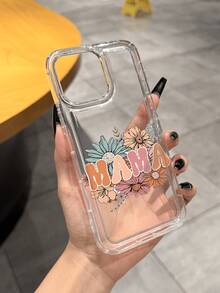 Mother's Day 1pc New Creative "MAMA" Floral Pattern Transparent Phone Case Suitable Compatible With Apple 17 Pro Max/17 Pro/Air/16 Pro Max/16 Pro/16/16 Plus/15 Pro Max/15 Pro/15/15 Plus/14 Pro Max/14 Pro/14/13 Pro Max/13/13 Pro/12 Pro Max/12/12 Pro/11/11 Pro Max/11/11 Pro/Xs Max/Xr/X/Xs/7/8/7 Plus/8 Plus - Clear - View 5
