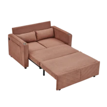 Minimalistisk, elegant och lätt 3-i-1 tvåsits bäddsoffa med glidande konvertibel funktion, USB-laddning, perfekt för tupplurar, beige - Orange - Visa 9