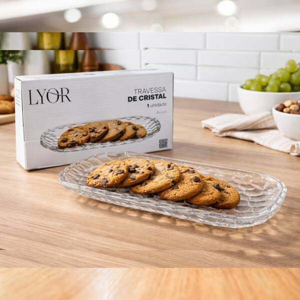 Petisqueira de Vidro, Travessa Cristal 21cm x 12cm - Lyor